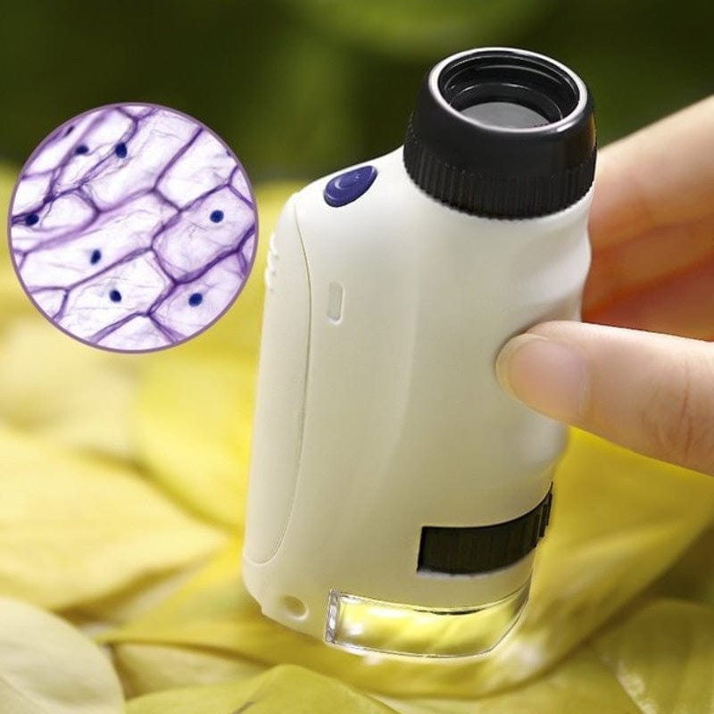 Microscópio Portátil de mão para crianças - Aumenta até 120x e Conexão com Smartphone